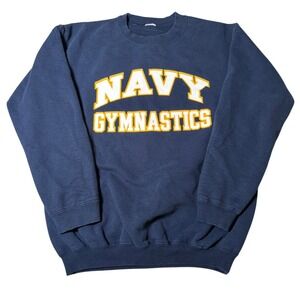 Vintage Navy Gymnastics Sweatshirt Blue American Flag Graphic Crewneck Mens L
